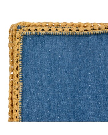 Denim Stone Washed Pocket Square with Half Stitch